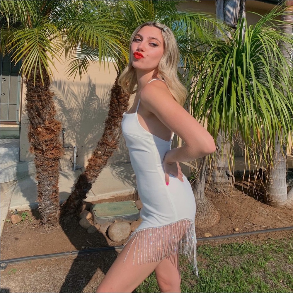 White sequin bottom dress